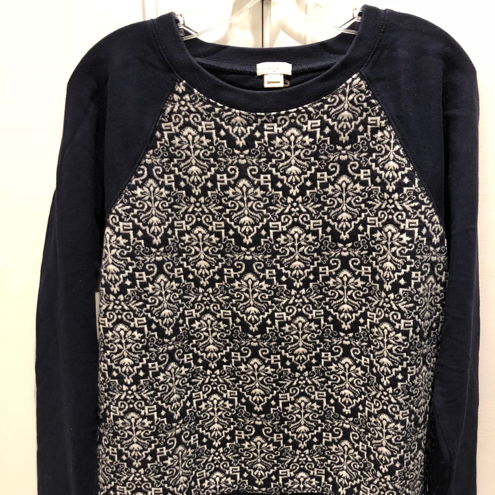 J.Crew navy sweatshirt w/ white embroidered design